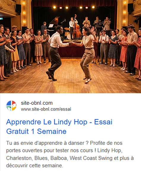Exemple Goolge Ads art & culture Adsoli